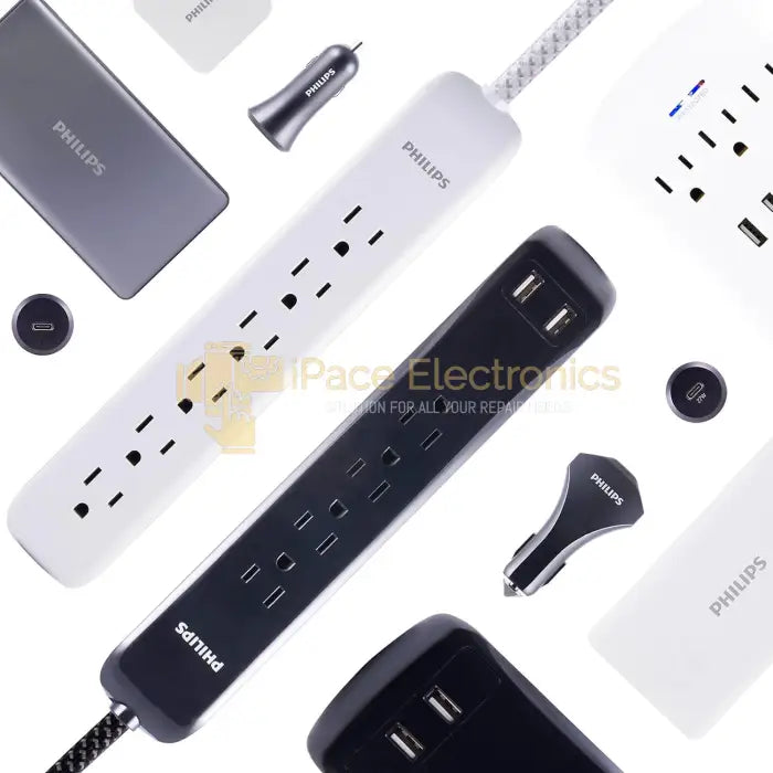 Philips 4 Outlet Power Strip Surge Protector with 2 USB Ports, 4 Ft Power Cord 21 Philips 4 Outlet Power Strip Surge Protector With 2 Usb Ports Ft Cord Accessories