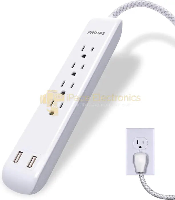Philips 4 Outlet Power Strip Surge Protector with 2 USB Ports, 4 Ft Power Cord 15 Philips 4 Outlet Power Strip Surge Protector With 2 Usb Ports Ft Cord Accessories