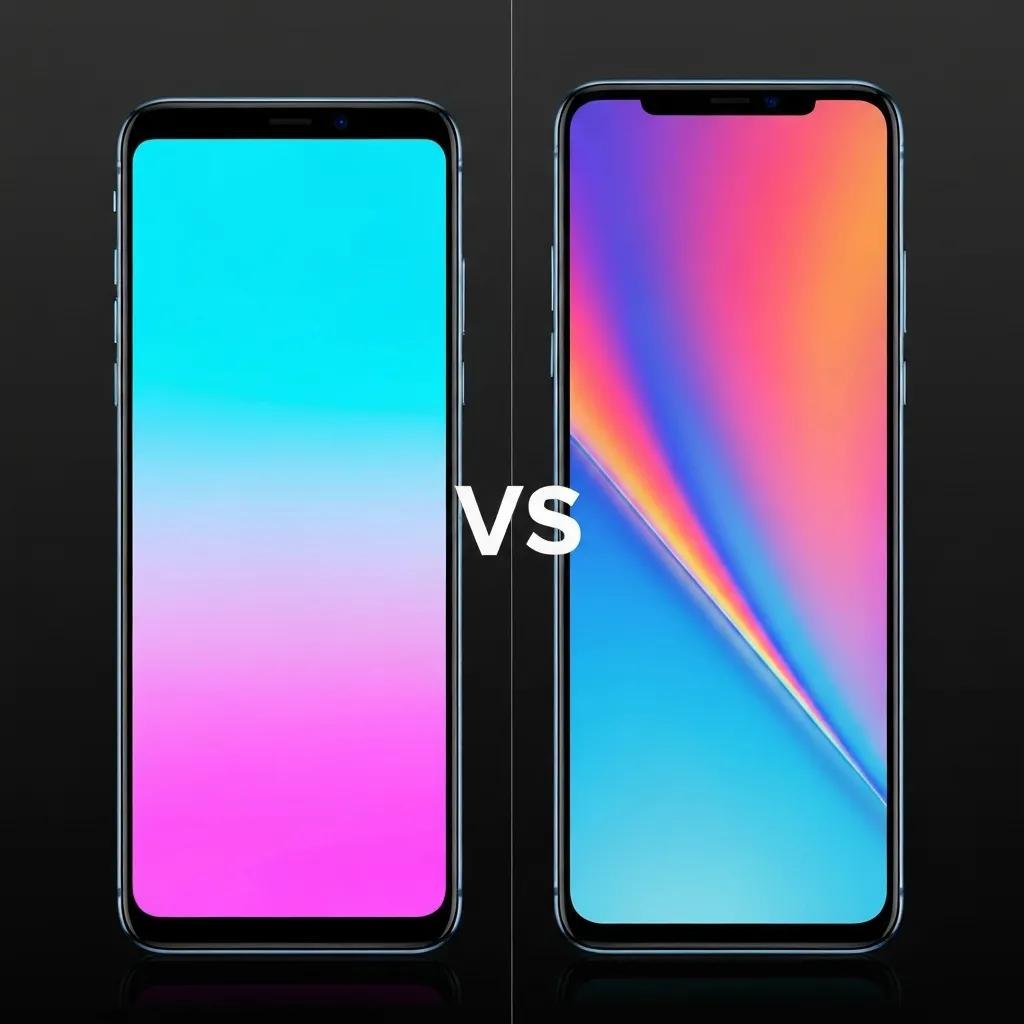 Comparison of OEM and aftermarket phone screens highlighting quality differences
