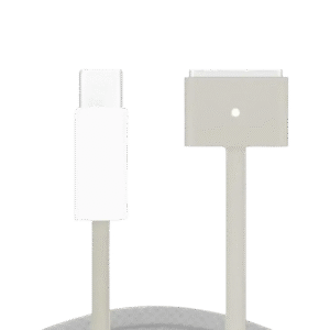 140W USB-C to MagSafe 3 charging cable in gray with sleek connectors for fast charging
