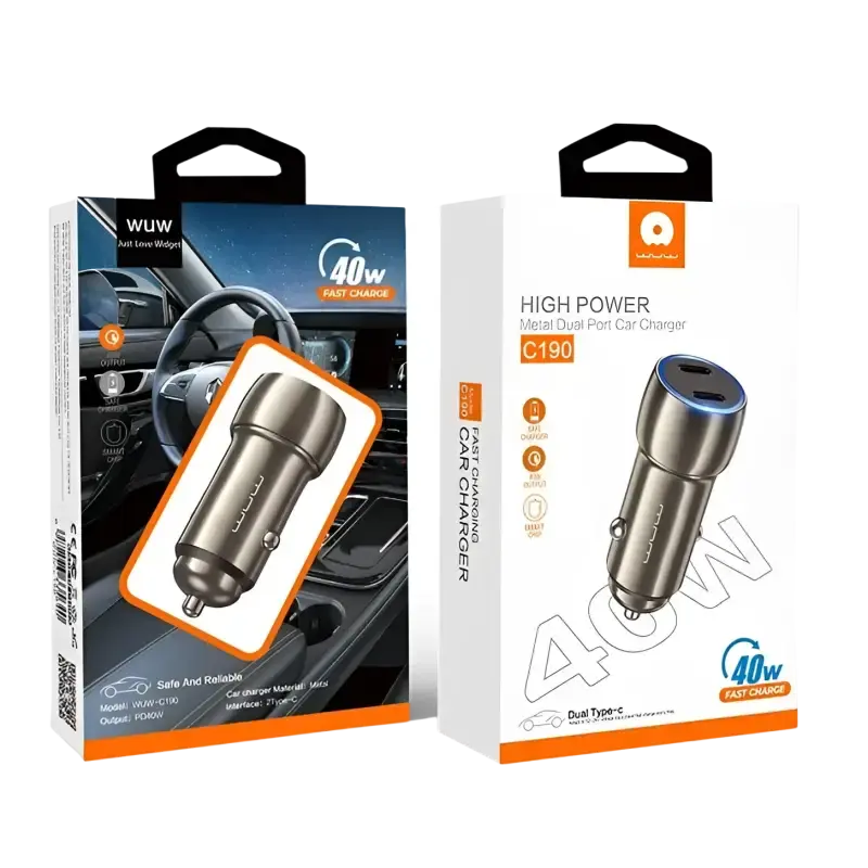 Wuw C190 12V Car Adapter 40W 2xUSB-C Black 15 Wuw C190 12V Car Adapter 40W 2xUSB-C Black